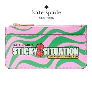 Kate Spade Strawberry Chewing Gum Wallet in Pink and Green New with Tags
